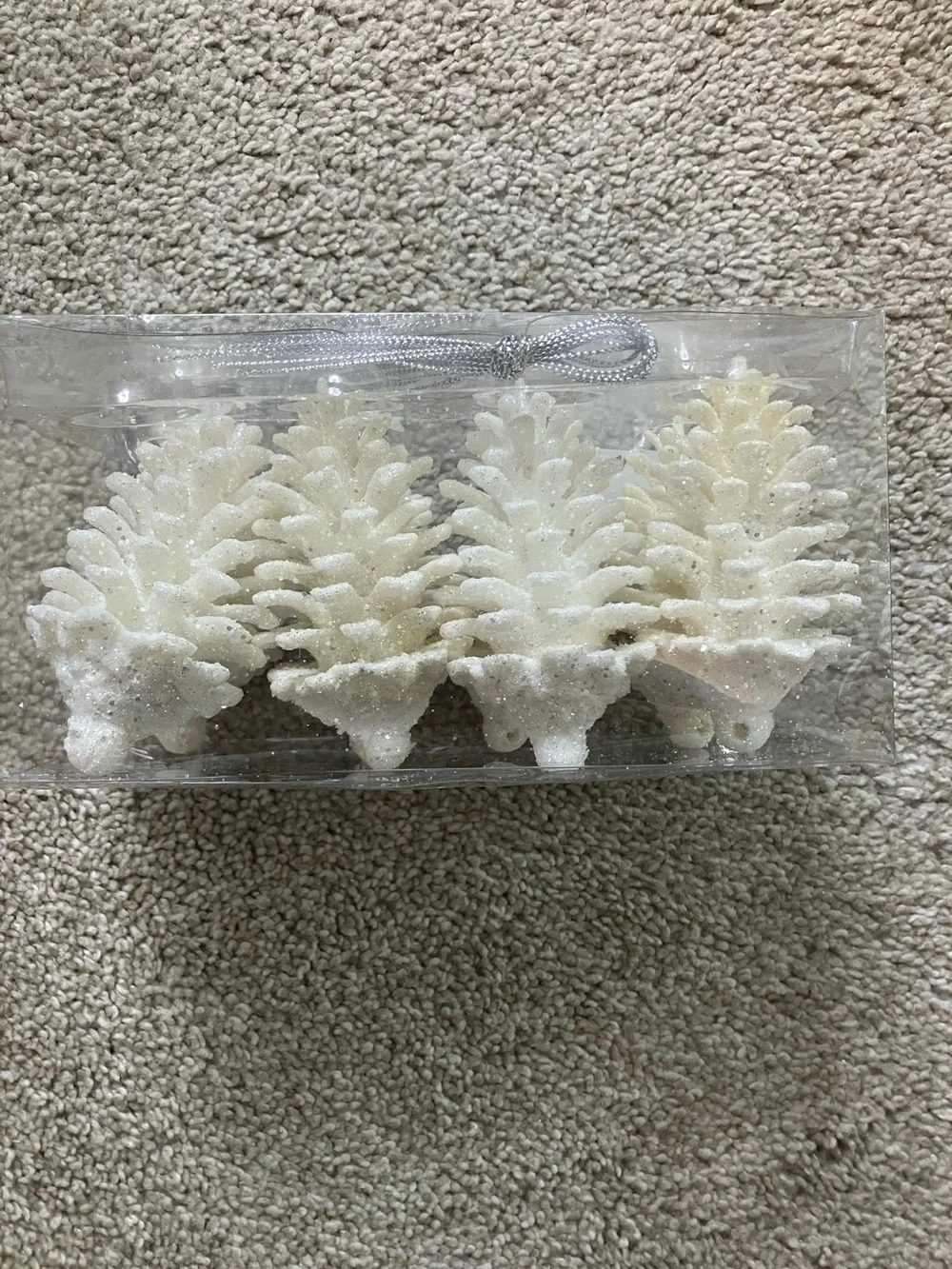 Hobby Lobby Winter White Glitter Pinecone Ornaments (Set)